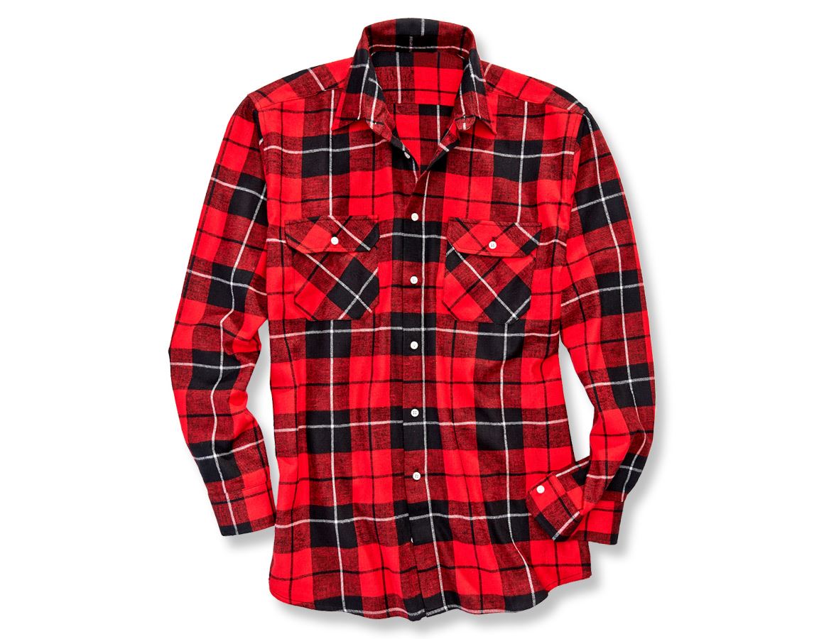 Maglie | Pullover | Camicie: Camicia in cotone Hannover, lunghezza normale + nero/rosso/titanio