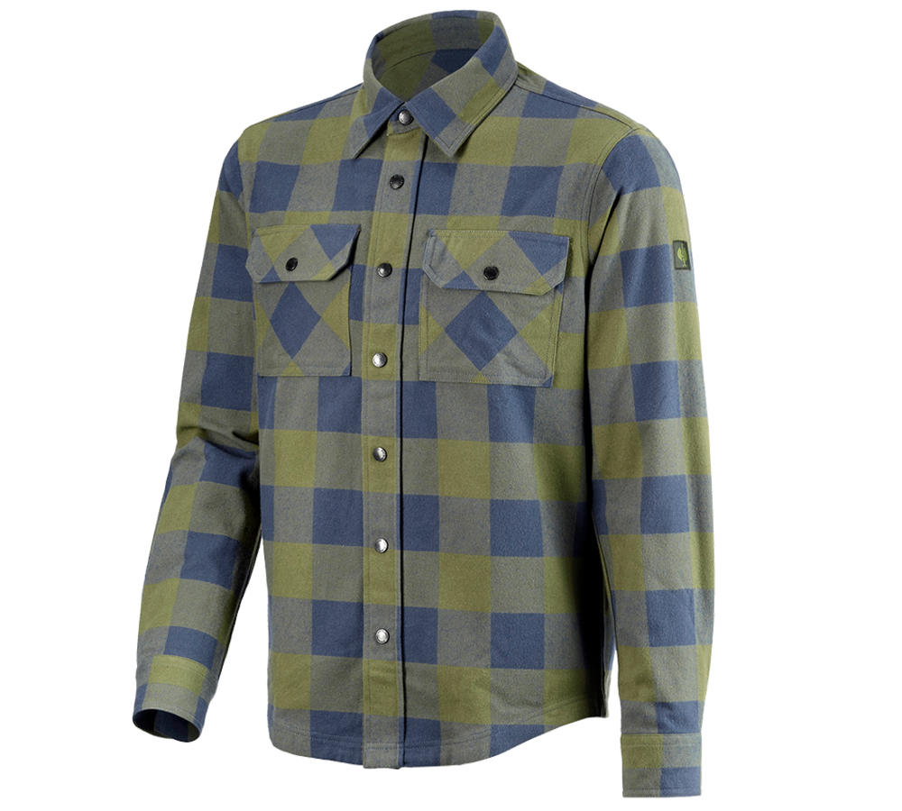 Maglie | Pullover | Camicie: Camicia a scacchi e.s.iconic + verde montagna/blu ossido