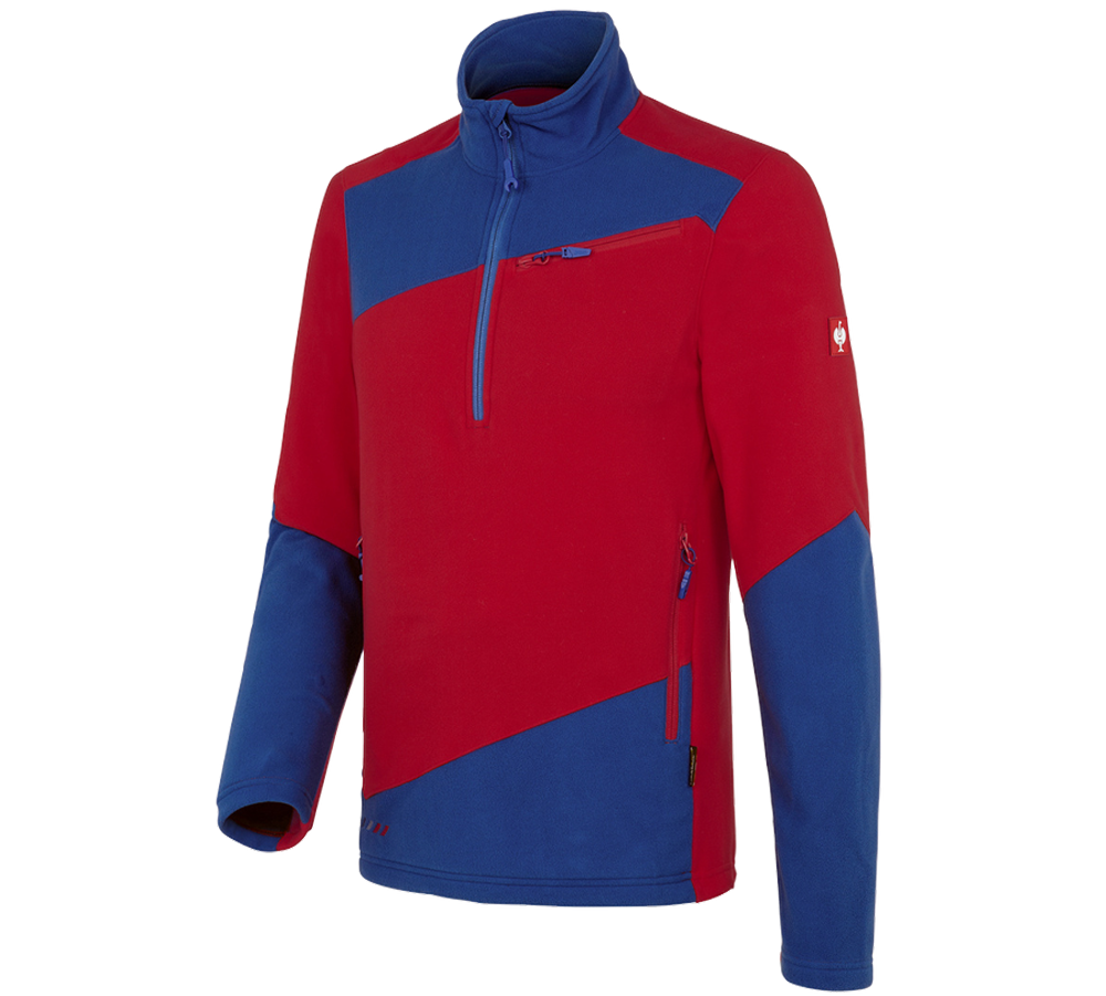 Maglie | Pullover | Camicie: Troyer in pile e.s.motion 2020 + rosso fuoco/blu reale