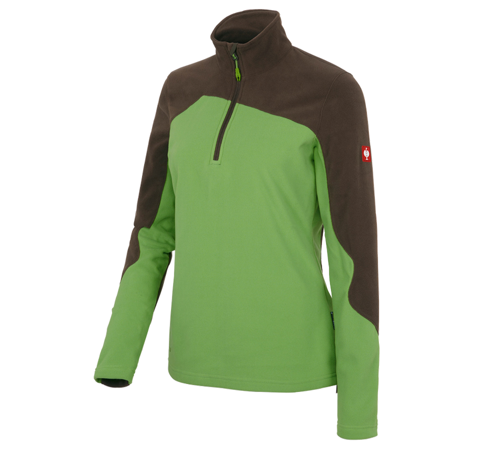 Maglie | Pullover | Bluse: Troyer in pile e.s.motion 2020, donna + verde mare/castagna