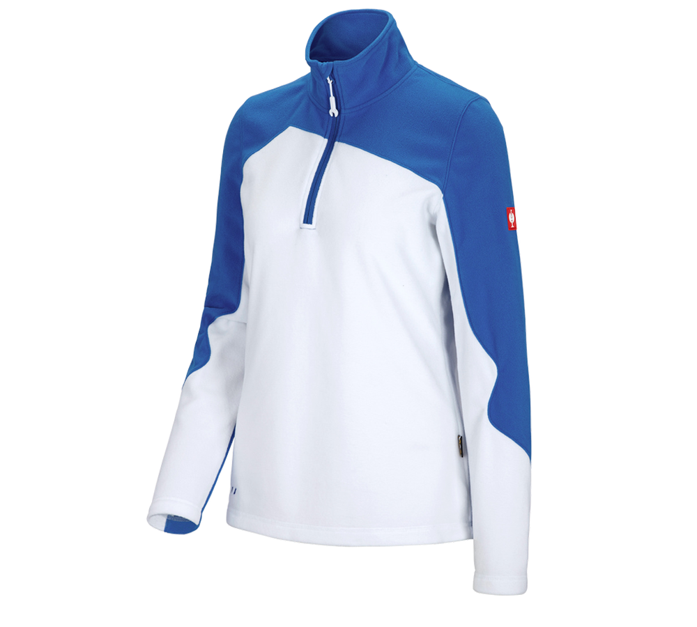 Maglie | Pullover | Bluse: Troyer in pile e.s.motion 2020, donna + bianco/blu genziana