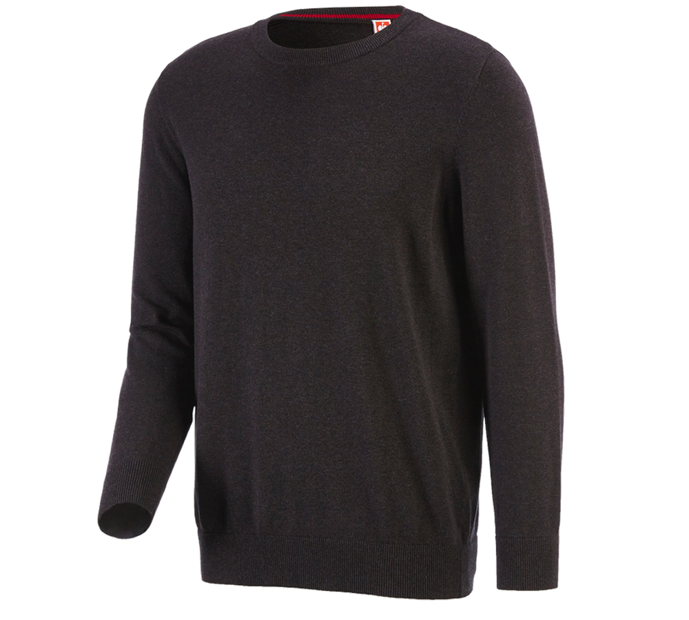 Maglie | Pullover | Camicie: e.s. pullover in maglia, a collo rotondo + marrone melange