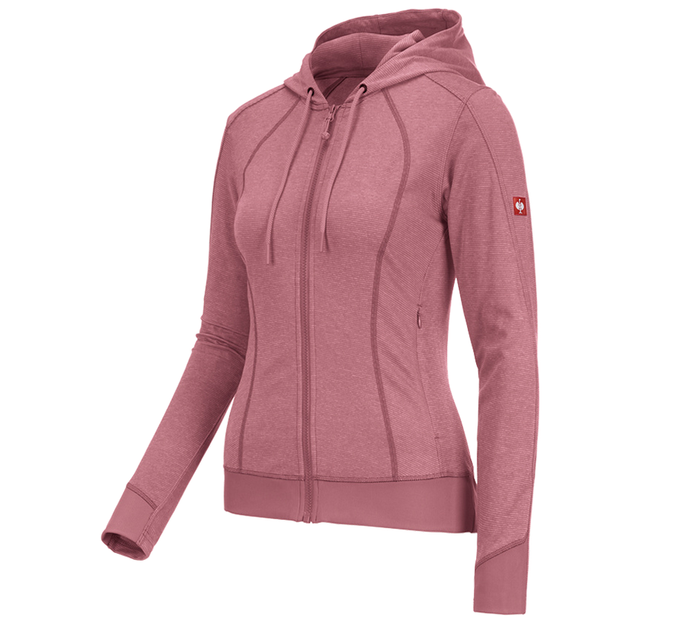 Maglie | Pullover | Bluse: e.s. giacca funzionale con cappuccio stripe, donna + rosa antico