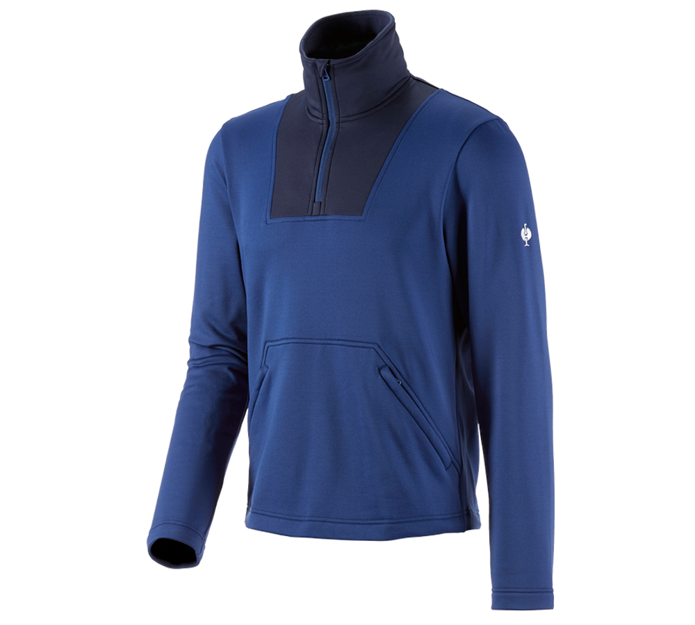 Shirts & Co.: Funktions-Troyer thermo stretch e.s.concrete + alkaliblau/tiefblau