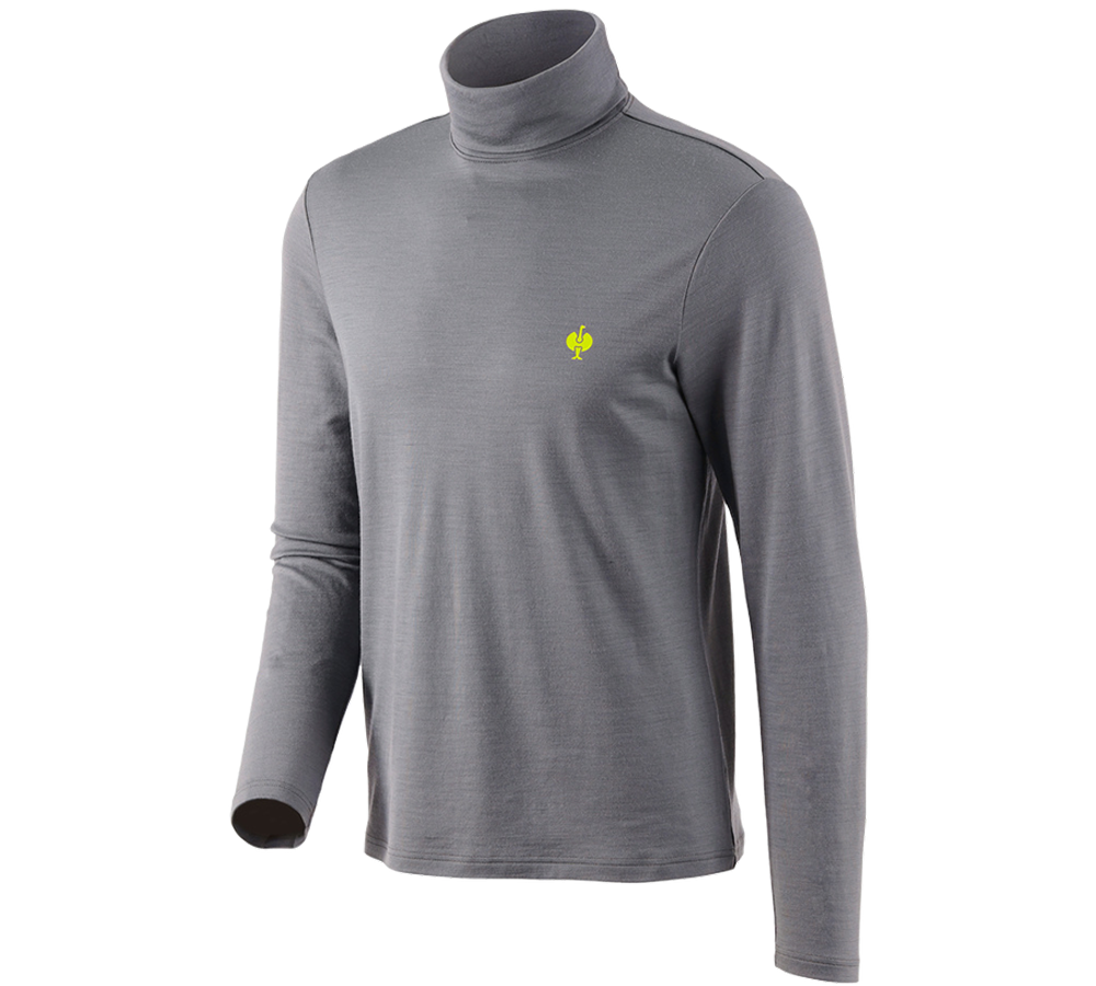 Maglie | Pullover | Camicie: Maglia a collo alto merino e.s.trail + grigio basalto/giallo acido
