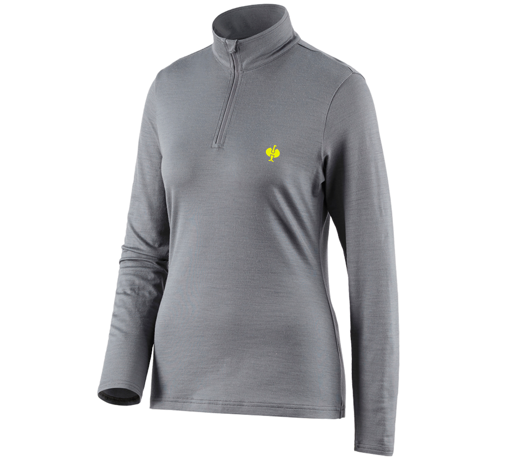 Maglie | Pullover | Camicie: Troyer merino e.s.trail, donna + grigio basalto/giallo acido