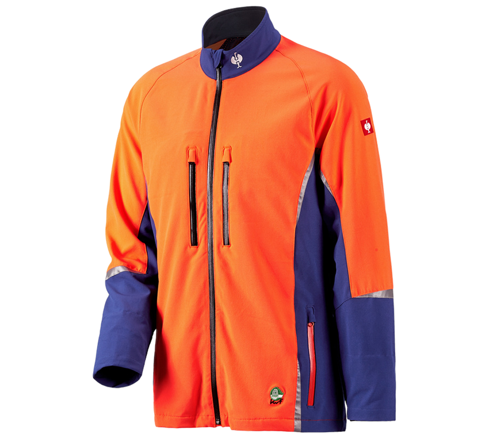 Abbigliamento forestale / antitaglio: e.s. giacca forestale, KWF + blu reale/arancio fluo