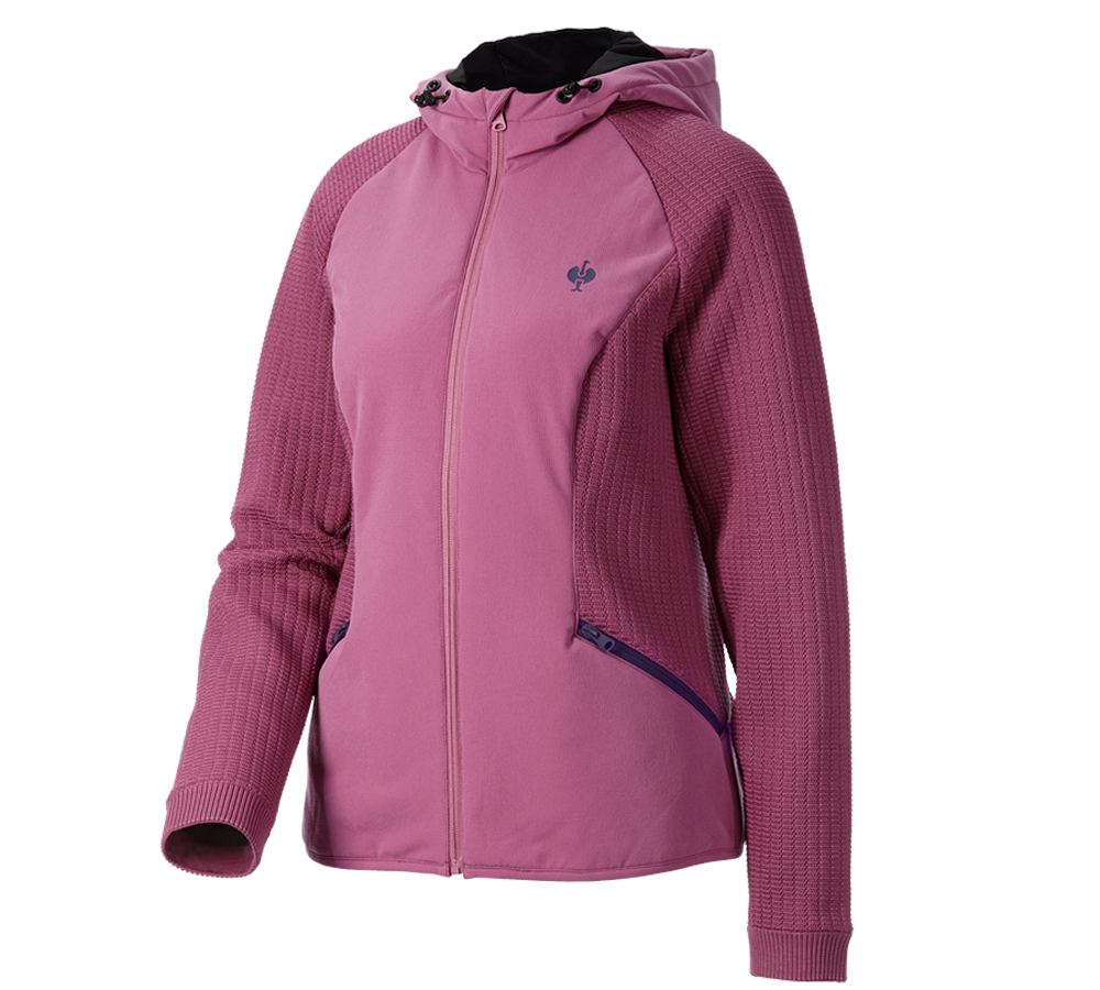 Abbigliamento: Giacca ibr. in maglia c.cappuccio e.s.trail, donna + rosa tara/blu profondo