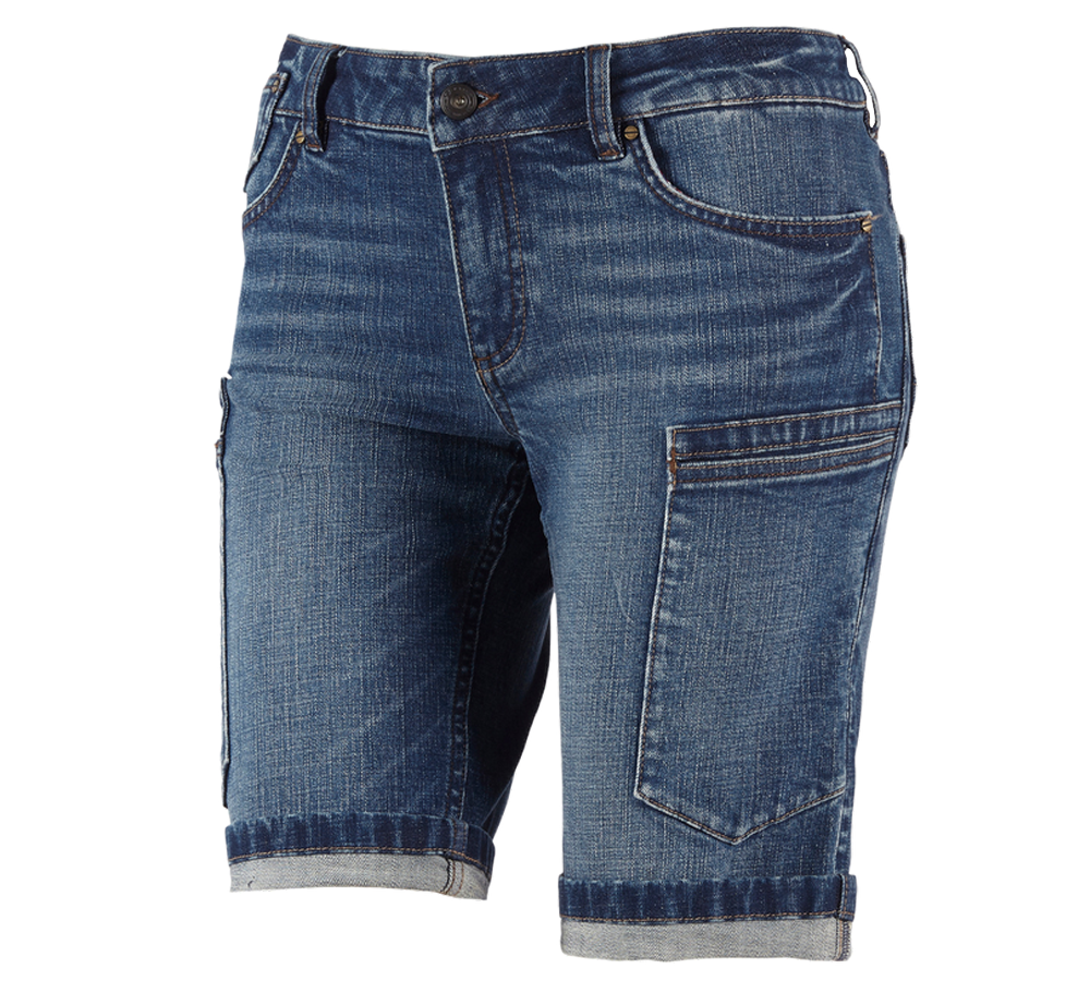 Pantaloni da lavoro: e.s. 7-Pocket-Jeans Short, donna + stonewashed