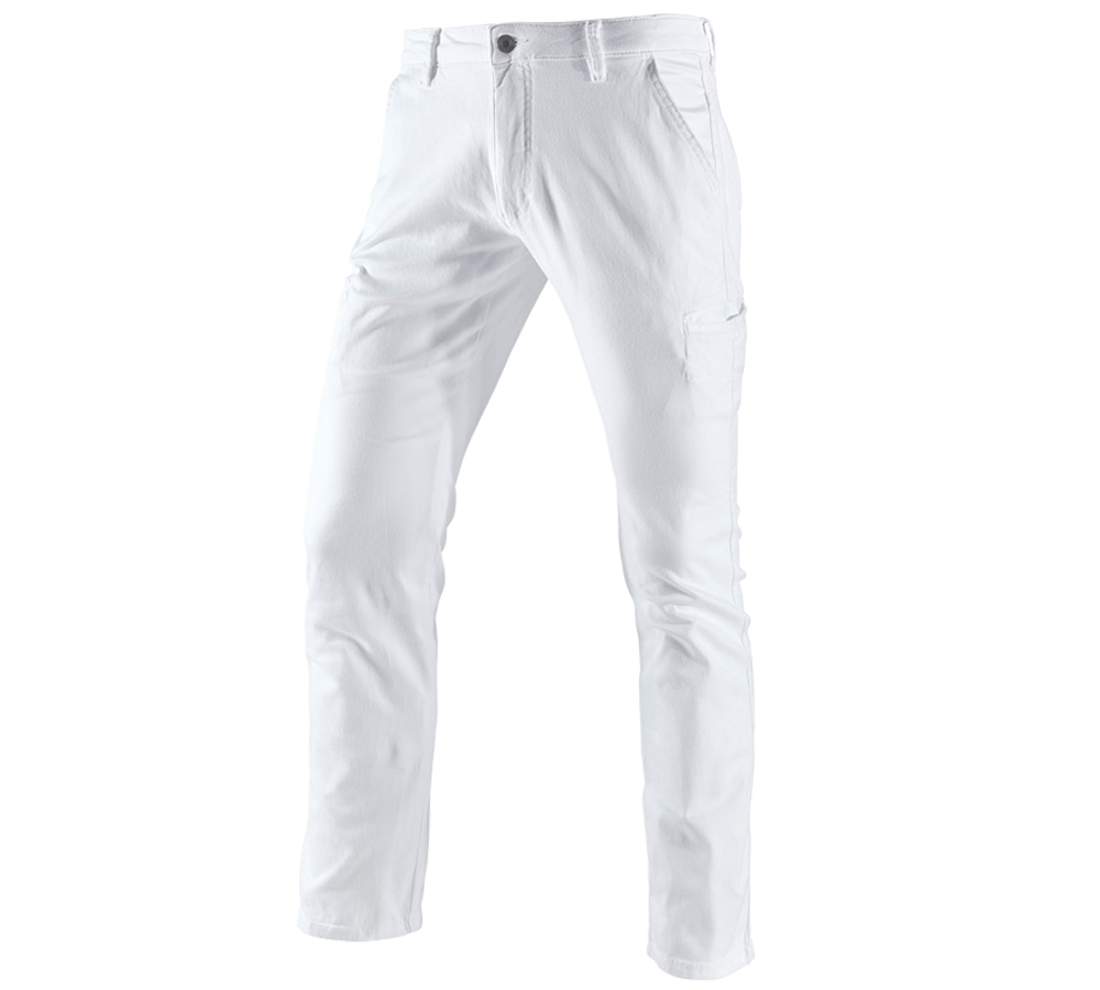 Pantaloni: e.s. pantaloni da lavoro chino, uomo + bianco