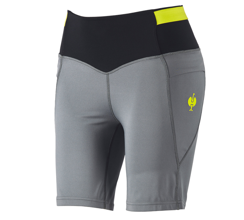Pantaloni da lavoro: Race Tights Short e.s.trail, donna + grigio basalto/giallo acido