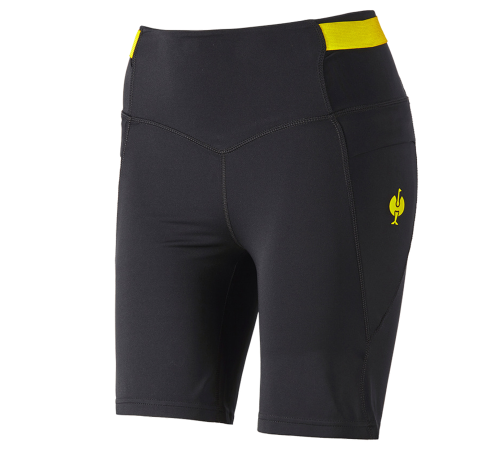 Pantaloni da lavoro: Race Tights Short e.s.trail, donna + nero/giallo acido
