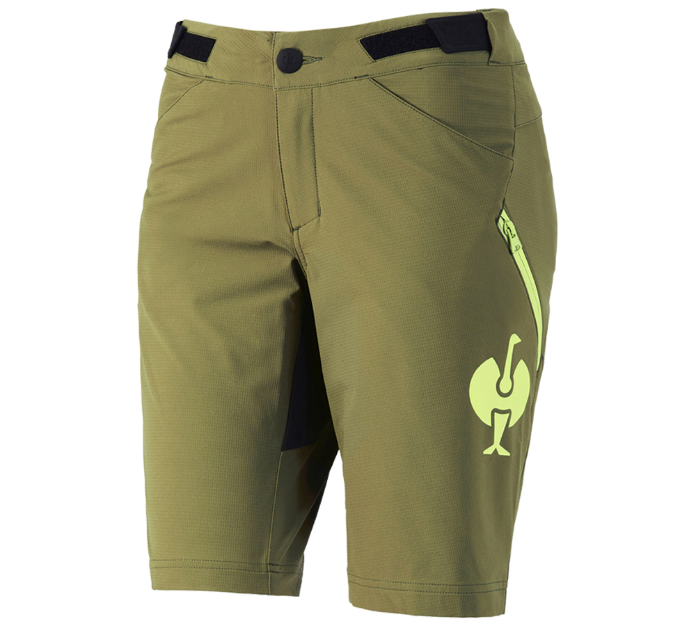 Pantaloni da lavoro: Short funzionali e.s.trail, donna + verde ginepro/verde lime