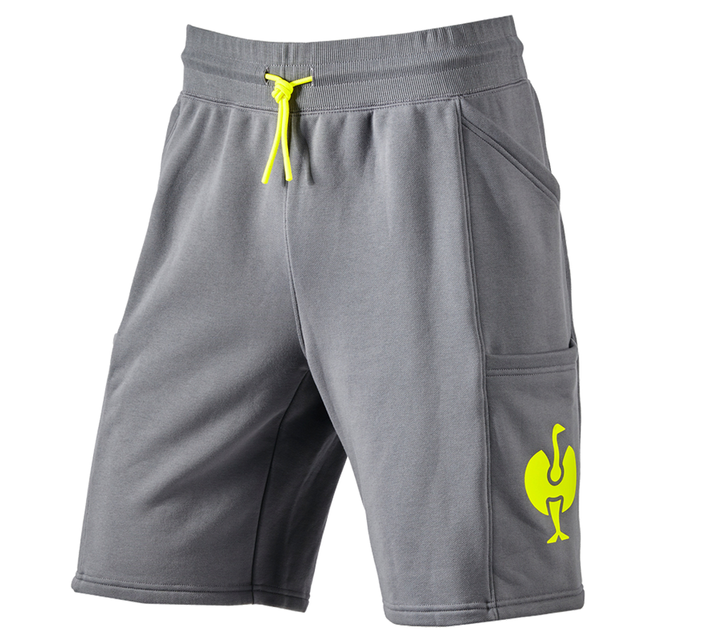Pantaloni: Sweat short e.s.trail + grigio basalto/giallo acido