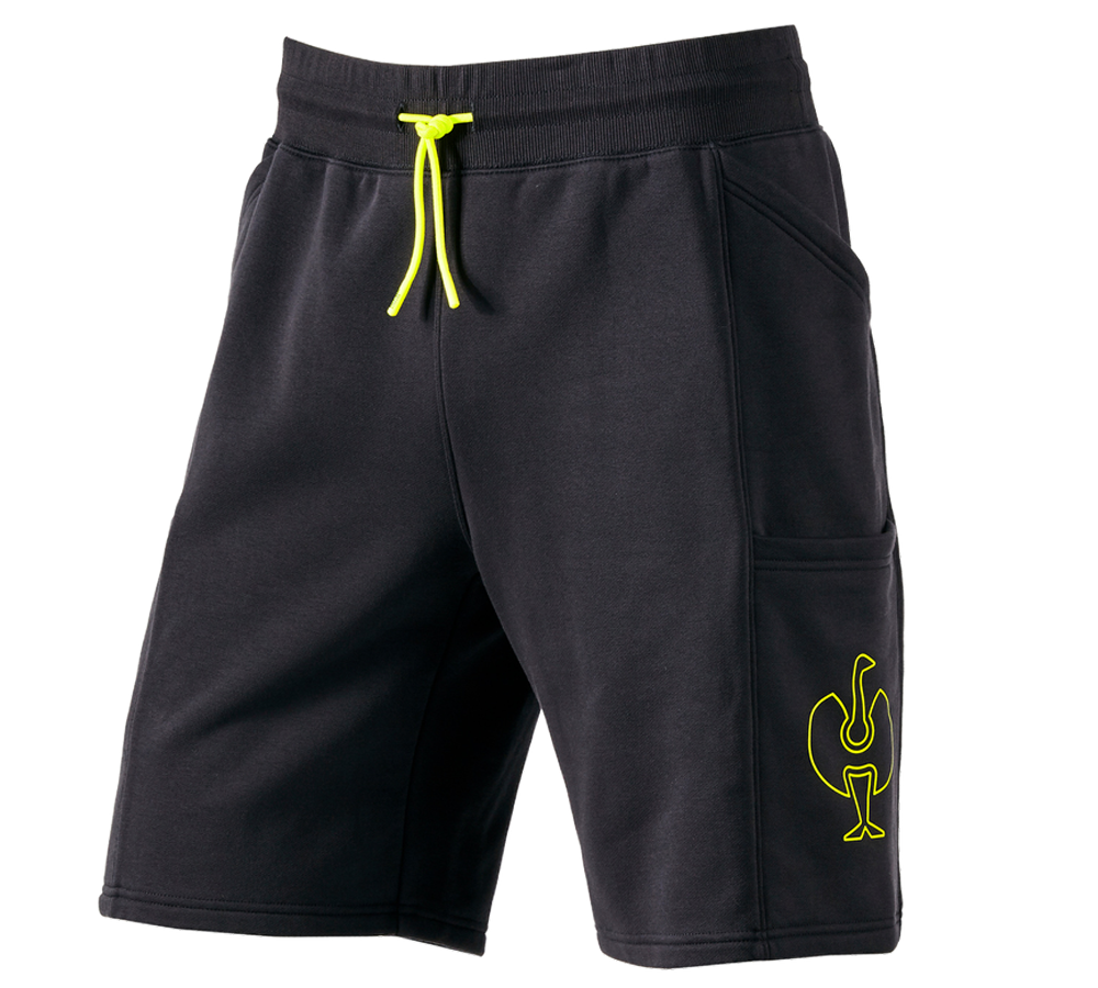 Pantaloni: Sweat short e.s.trail + nero/giallo acido