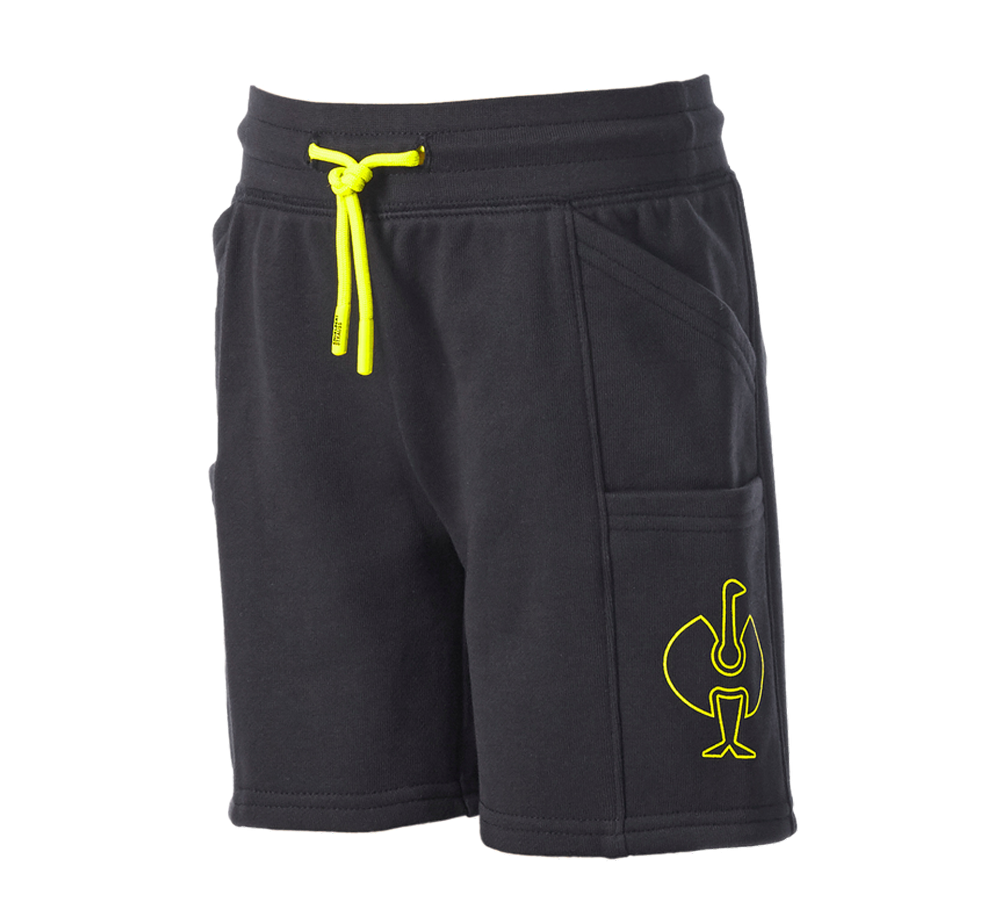 Abbigliamento: Sweat short light e.s.trail, bambino + nero/giallo acido