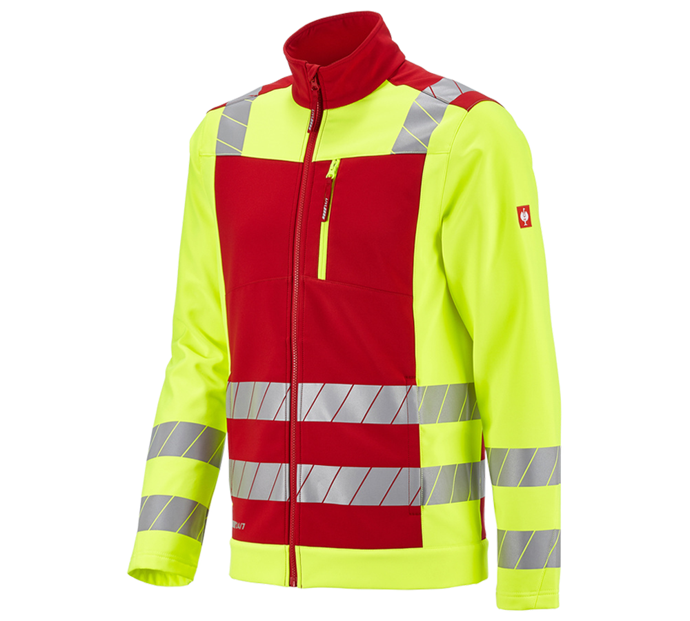 Jacken: Warnschutz Softshelljacke e.s.motion 24/7 + rot/warngelb