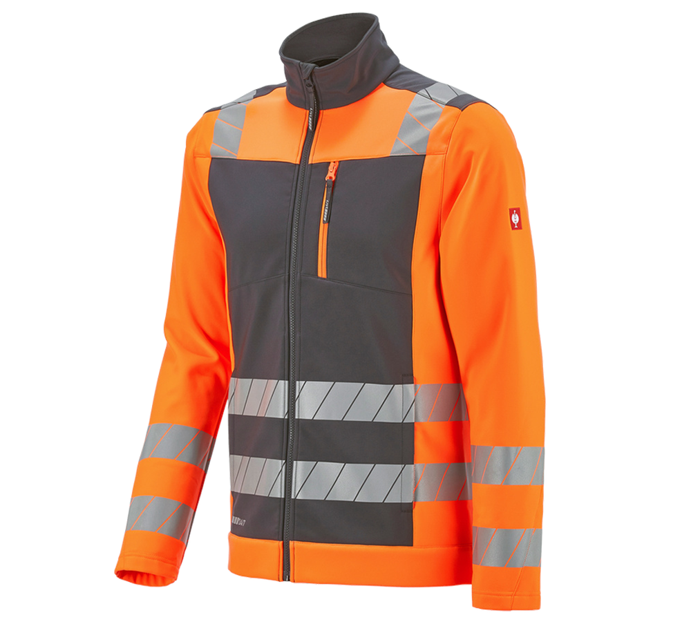 Temi: Giacca Softshell segnaletica e.s.motion 24/7 + antracite /arancio fluo