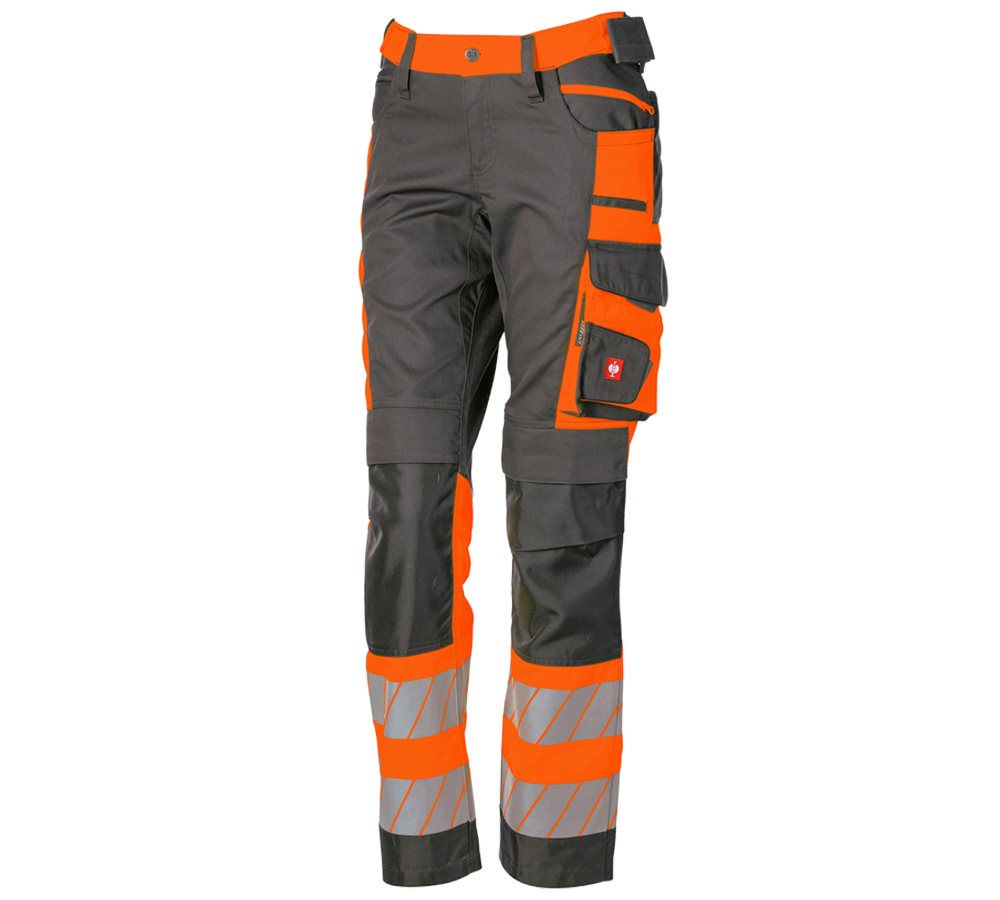 Bekleidung: Warnschutz Bundhose e.s.motion 24/7, Damen + anthrazit/warnorange