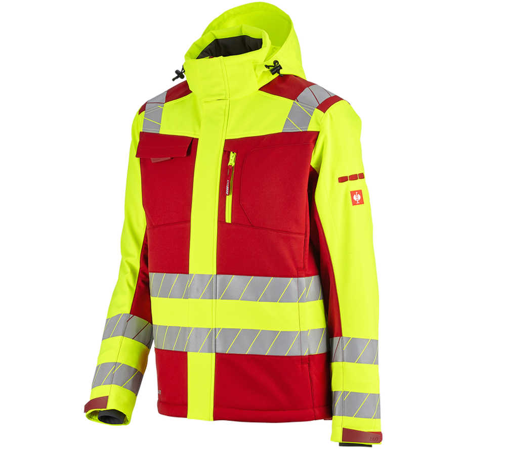 Themen: Warnschutz Winter Softshelljacke e.s.motion 24/7 + rot/warngelb