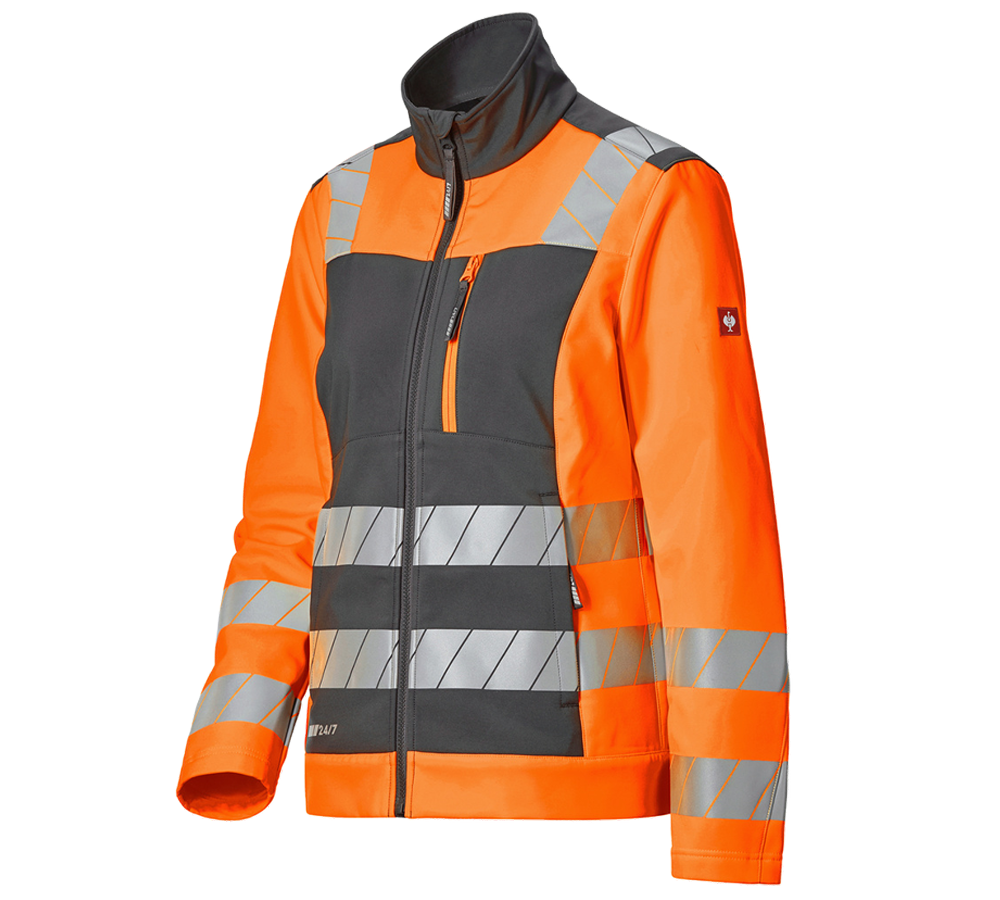 Temi: Giacca Softshell segnaletica e.s.motion 24/7, do. + antracite /arancio fluo