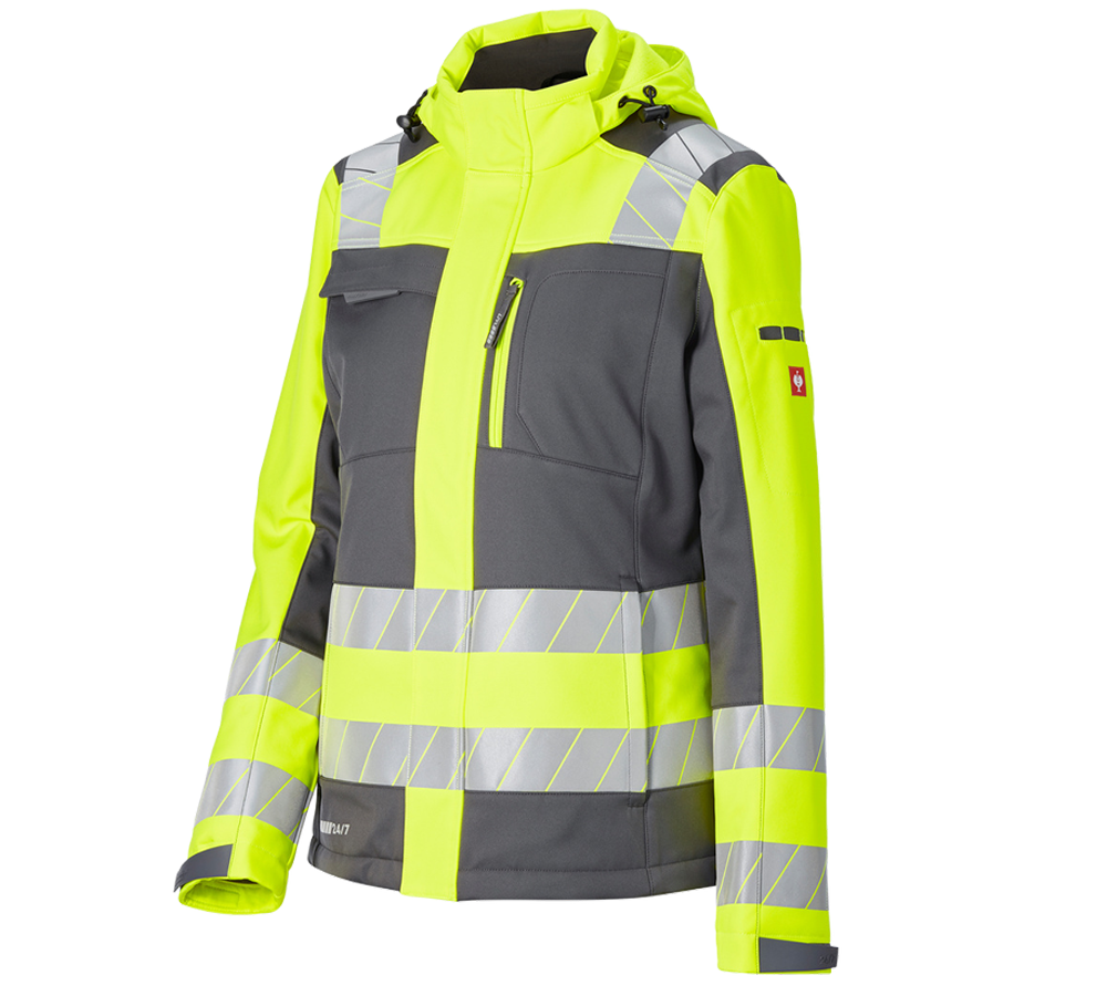 Temi: Giacca seg. inv. Softshell e.s.motion 24/7, donna + antracite /giallo fluo