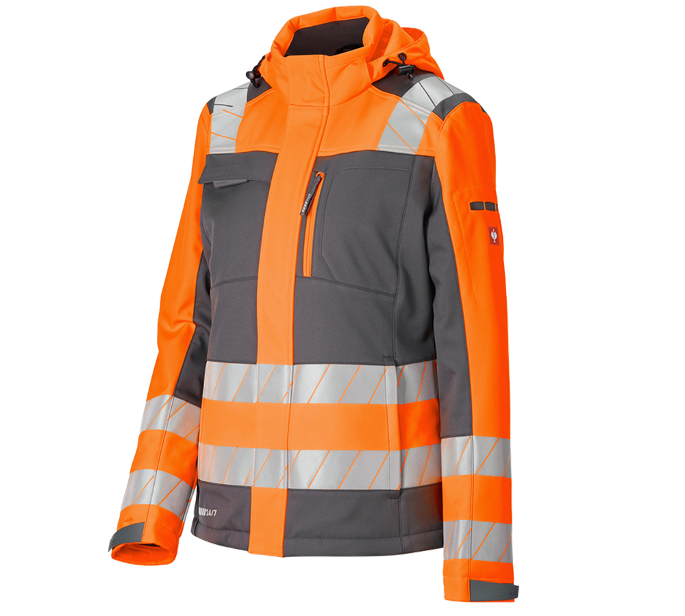 Temi: Giacca seg. inv. Softshell e.s.motion 24/7, donna + antracite /arancio fluo