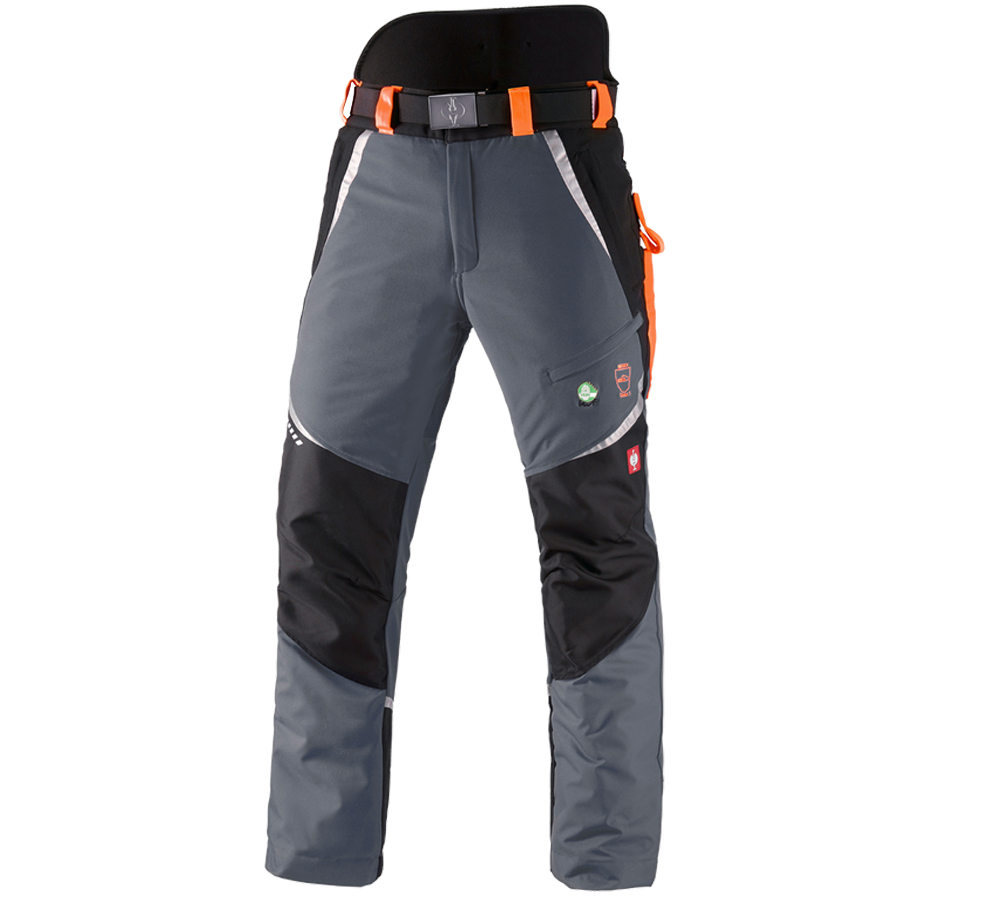 Pantaloni: e.s. pantaloni antitaglio forestali, KWF + grigio/arancio fluo