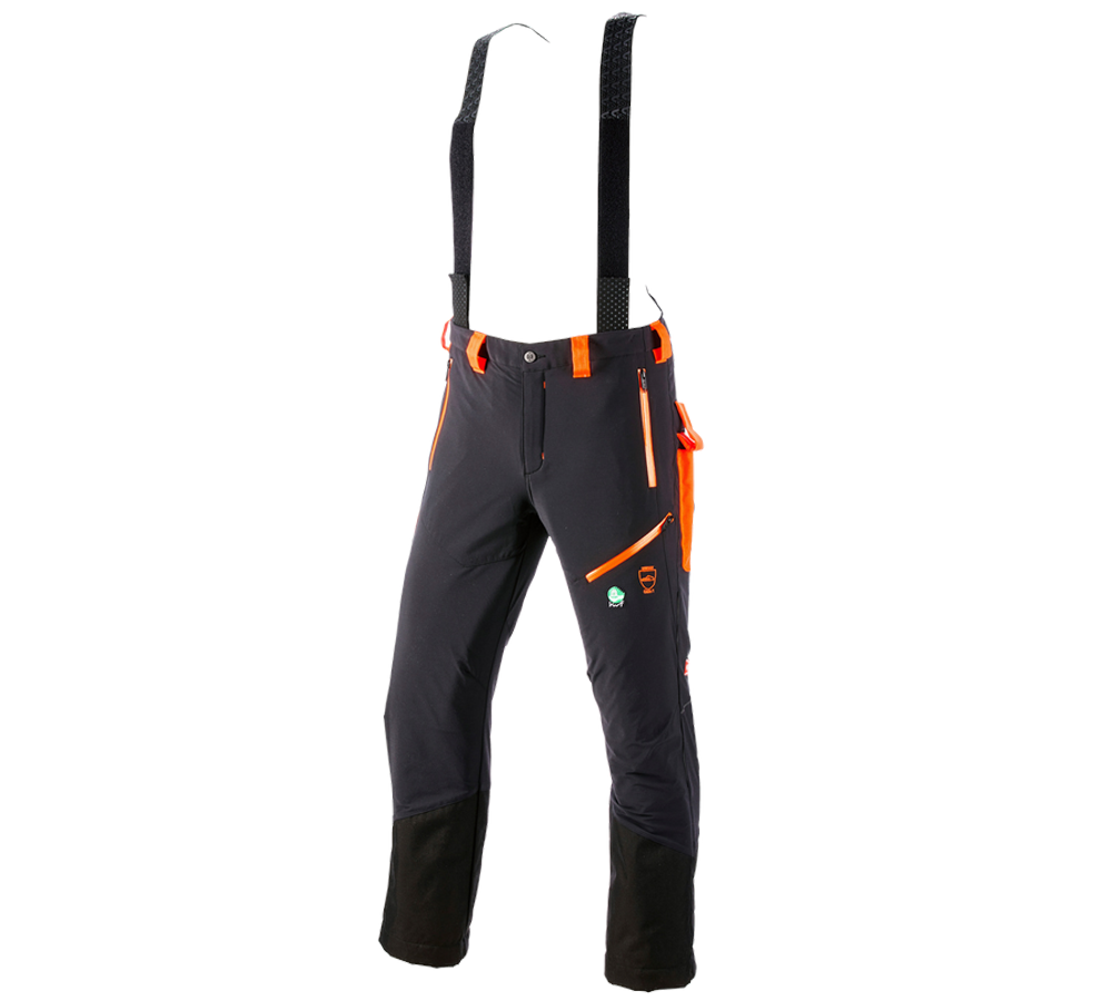 Abbigliamento forestale / antitaglio: Pantaloni antitaglio e.s.vision + nero/arancio fluo