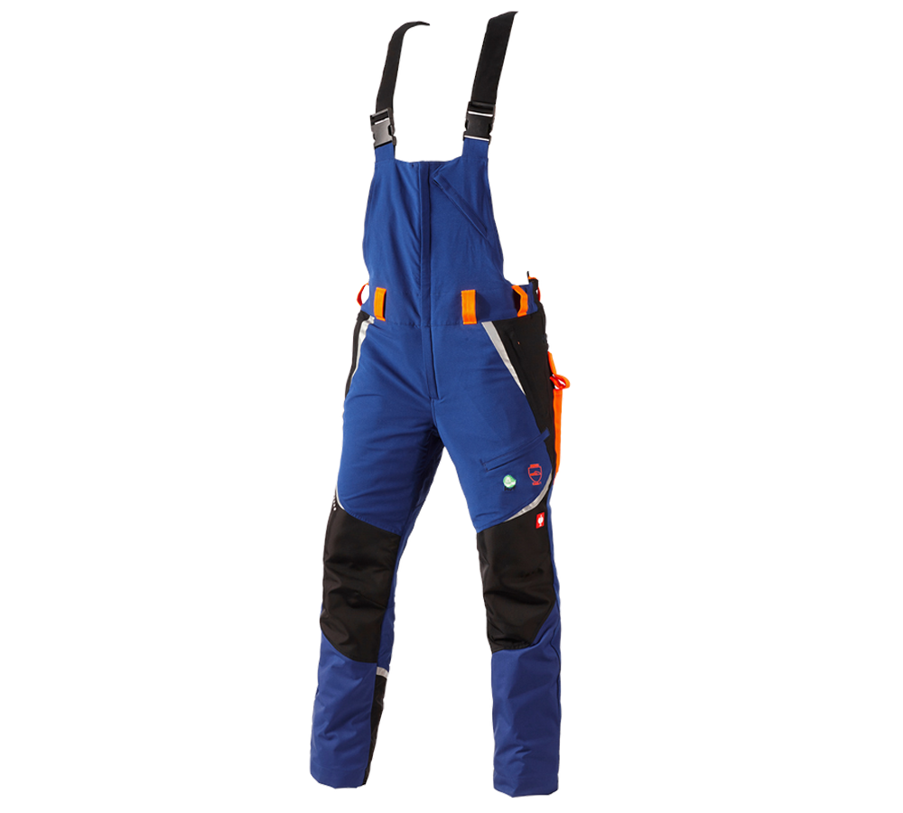 Pantaloni: e.s. salopette forestale antitaglio, KWF + blu reale/arancio fluo