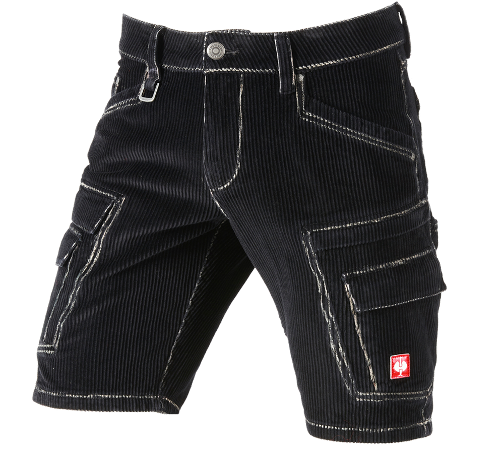 Pantaloni: e.s. pantaloncini cargo velluto a coste stretch + nero