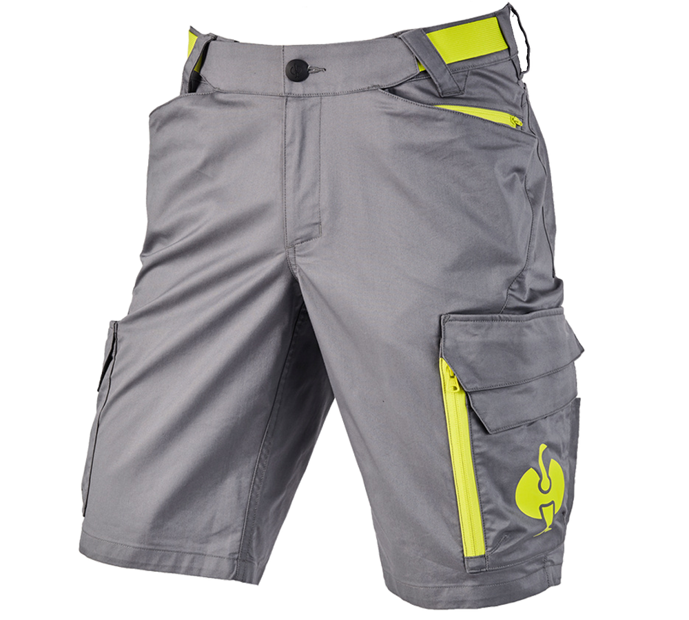 Pantaloni: Short e.s.trail + grigio basalto/giallo acido