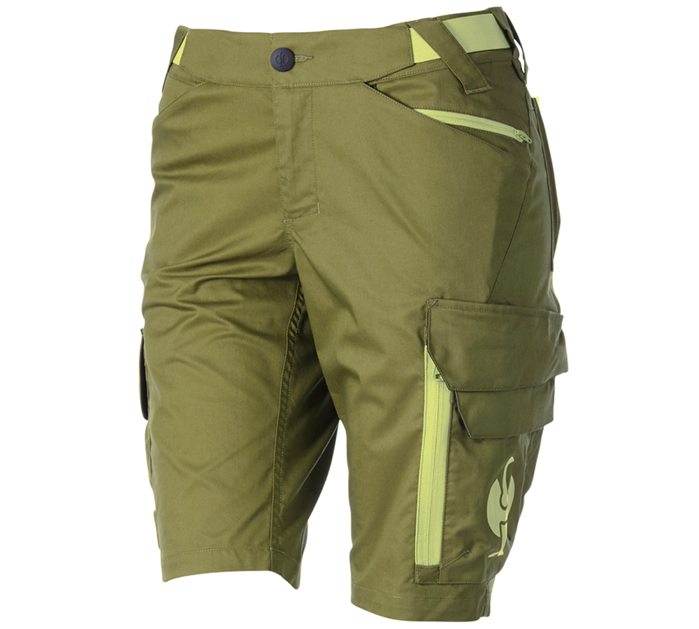Pantaloni da lavoro: Short e.s.trail, donna + verde ginepro/verde lime