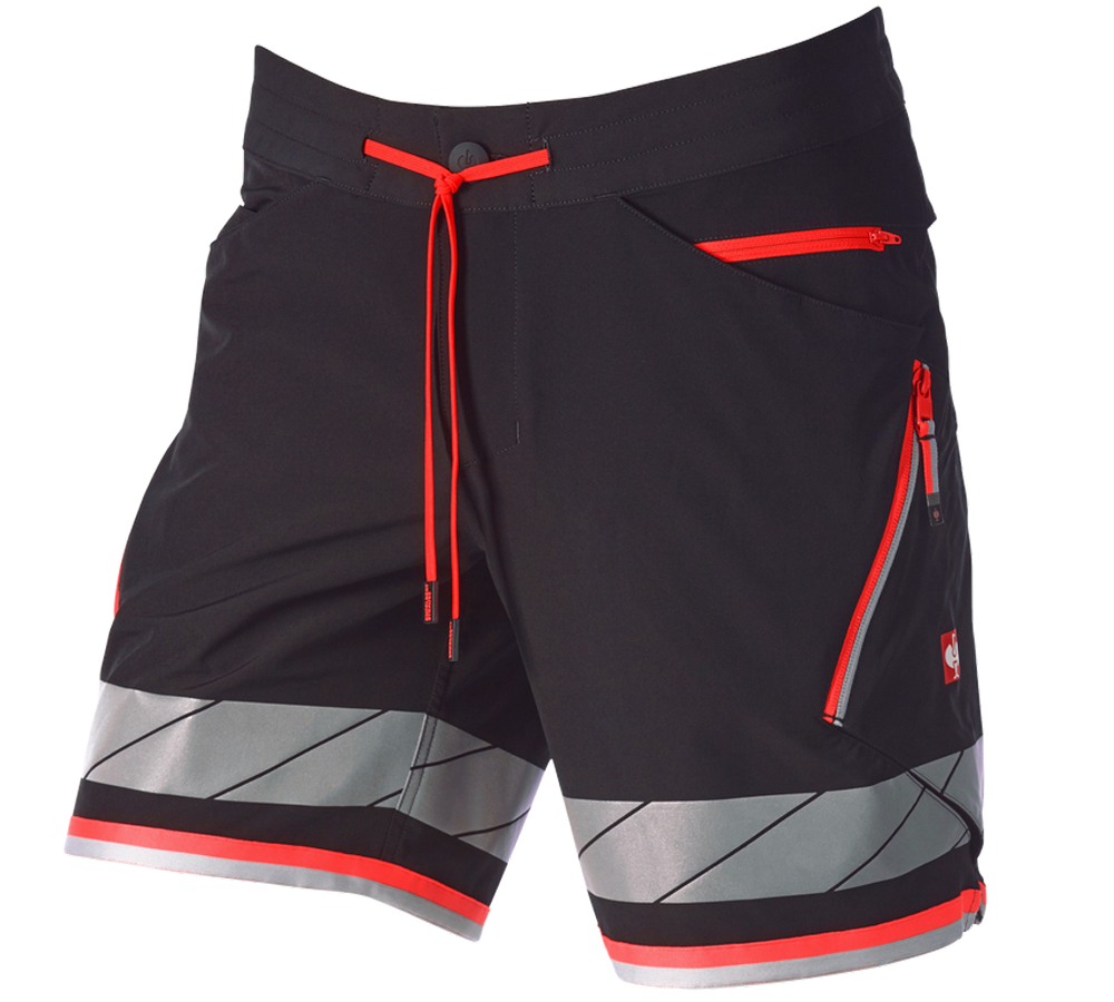 Pantaloni: Short funzionali Reflex e.s.ambition + nero/rosso fluo