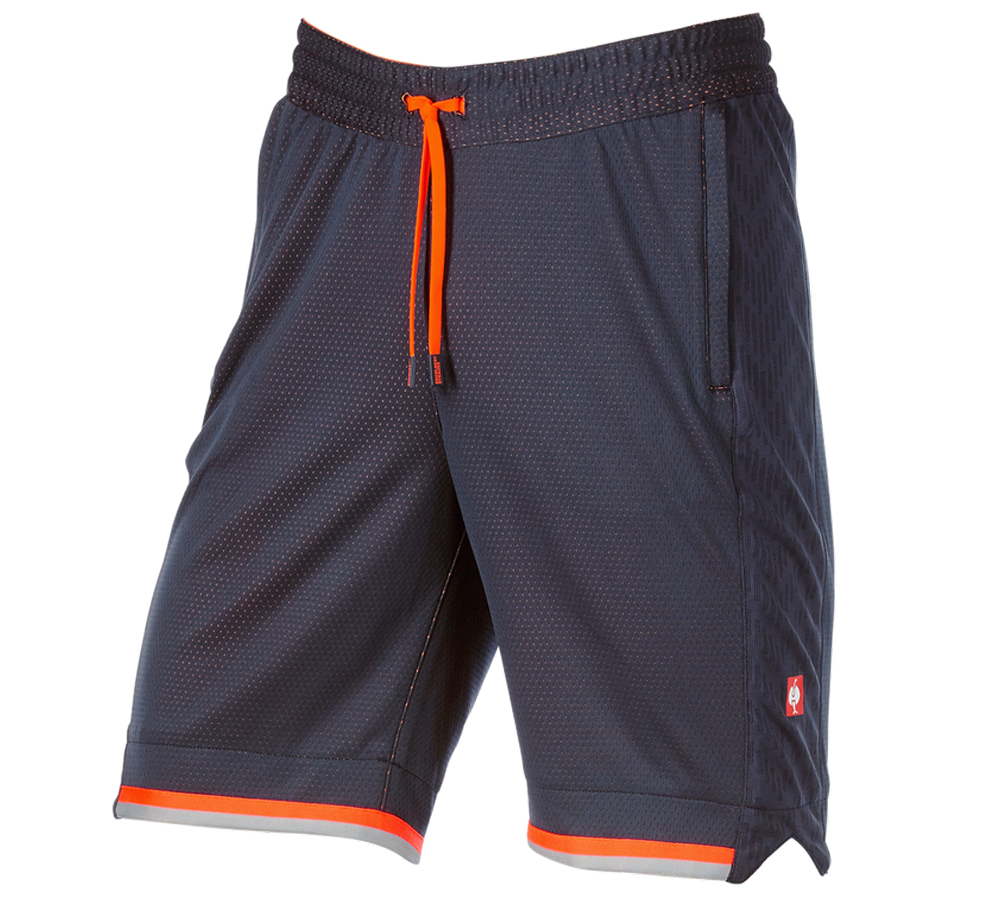 Pantaloni: Short funzionali e.s.ambition + blu scuro/arancio fluo