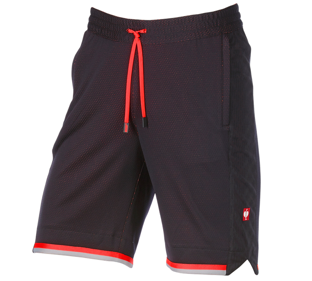 Pantaloni: Short funzionali e.s.ambition + nero/rosso fluo