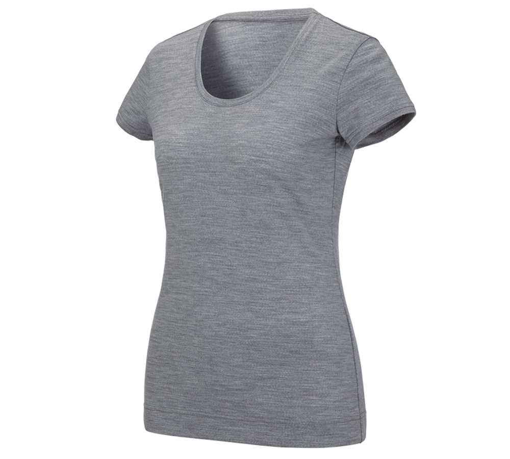 Maglie | Pullover | Bluse: e.s. t-Shirt merino light, donna + grigio sfumato