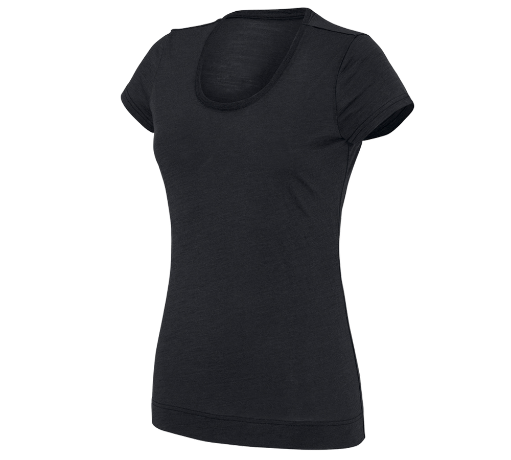Themen: e.s. T-Shirt Merino light, Damen + schwarz