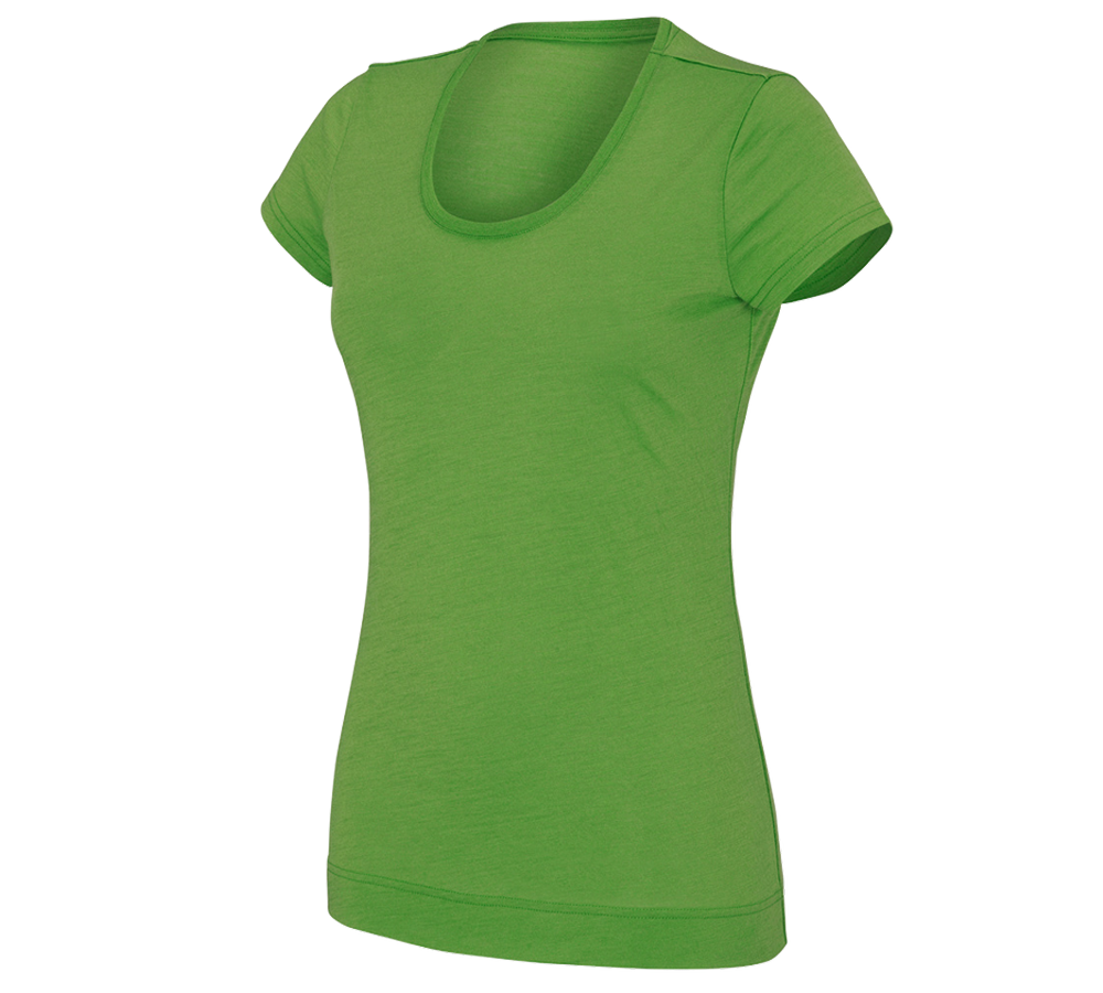 Temi: e.s. t-Shirt merino light, donna + verde mare