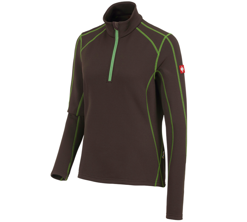 Maglie | Pullover | Bluse: Troyer funz. thermo stretch e.s.motion 2020, donna + castagna/verde mare
