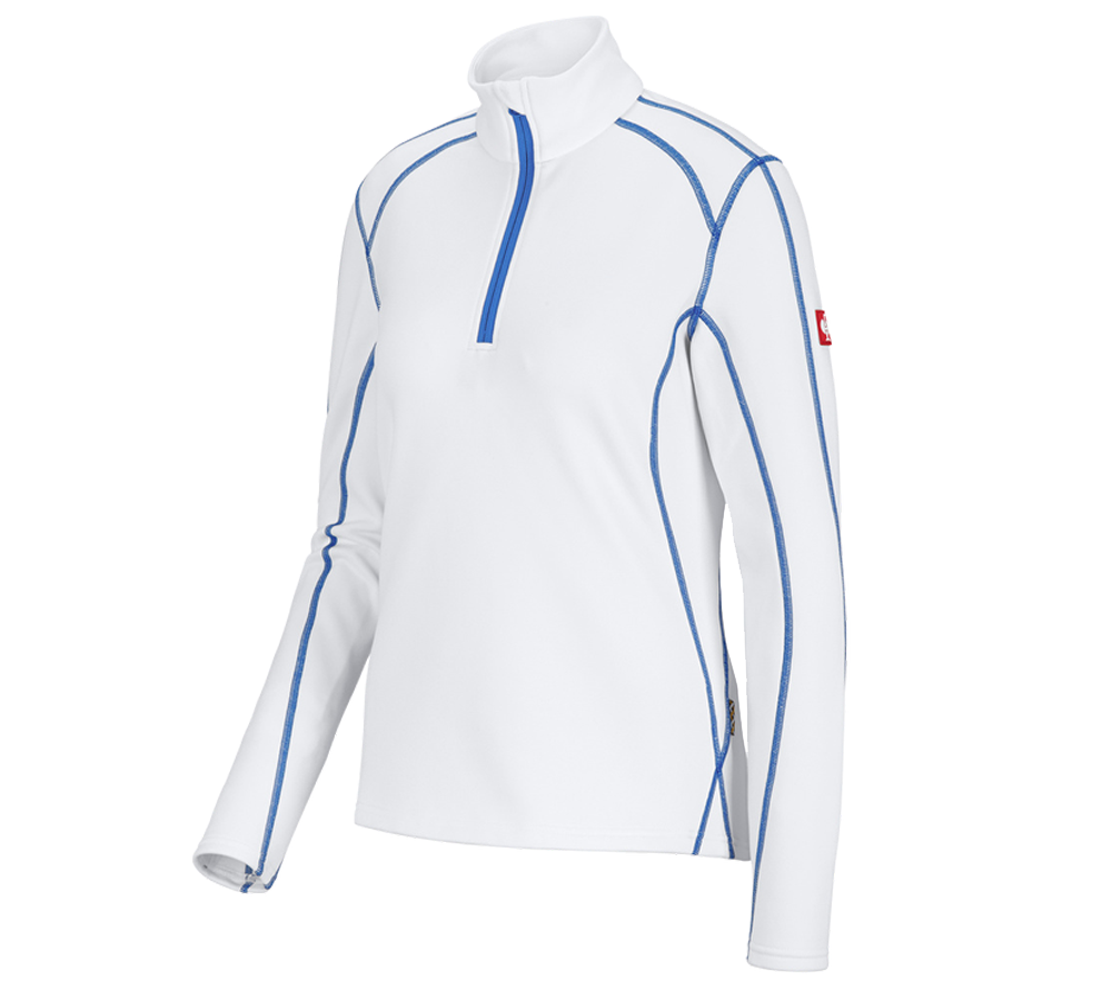 Maglie | Pullover | Bluse: Troyer funz. thermo stretch e.s.motion 2020, donna + bianco/blu genziana