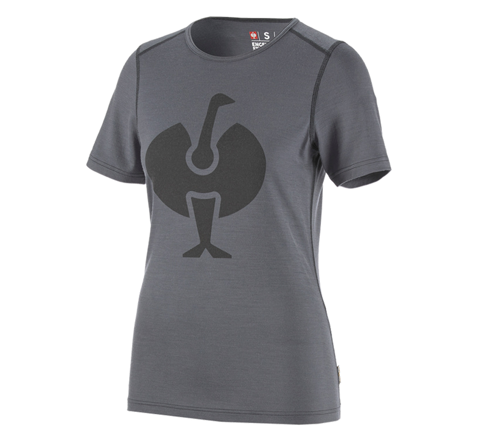 Kälte: e.s. T-Shirt Merino, Damen + zement/graphit