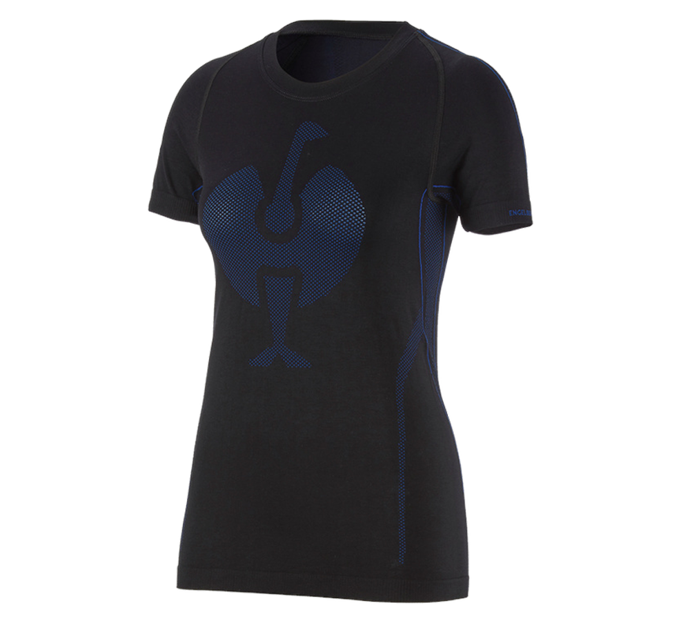 Freddo: e.s. t-Shirt funzionale seamless - warm, donna + nero/blu genziana