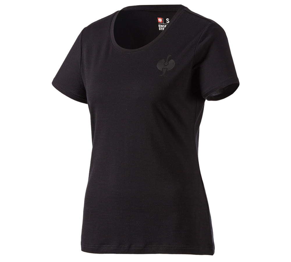 Maglie | Pullover | Bluse: T-Shirt merino e.s.trail, donna + nero
