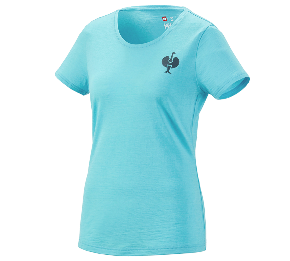 Maglie | Pullover | Bluse: T-Shirt merino e.s.trail, donna + turchese lapis/antracite 
