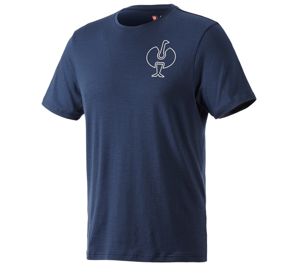 Maglie | Pullover | Camicie: T-Shirt merino e.s.trail + blu profondo/bianco