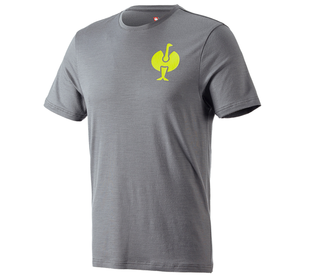Maglie | Pullover | Camicie: T-Shirt merino e.s.trail + grigio basalto/giallo acido