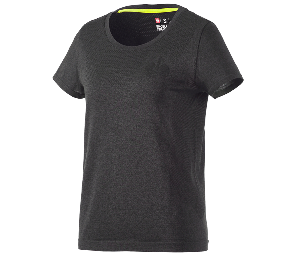 Maglie | Pullover | Bluse: T-Shirt seamless e.s.trail, donna + nero melange