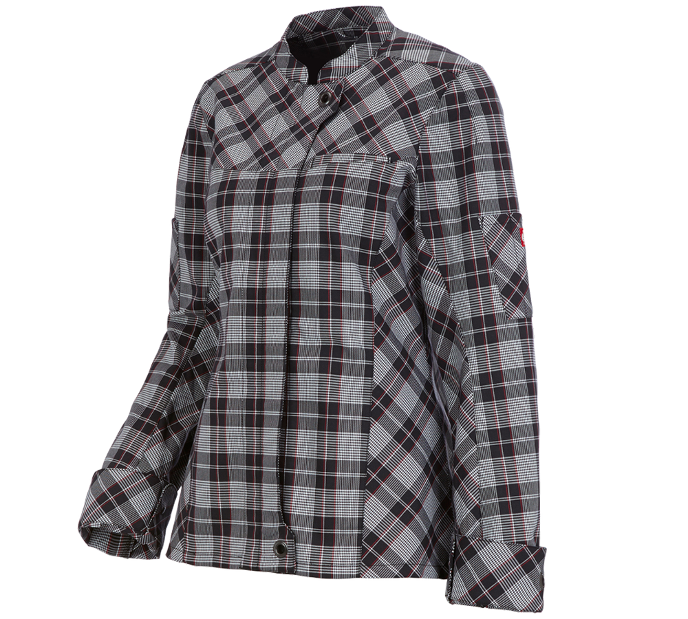 Shirts & Co.: Berufsjacke langarm e.s.fusion, Damen + schwarz/weiß/rot