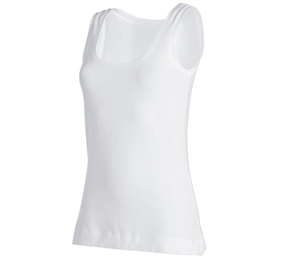 Temi: e.s. Tank-Top cotton stretch, donna + bianco